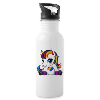 Licorne mignonne LGBTQ - Gourde avec paille intégrée - blanc - Droite
