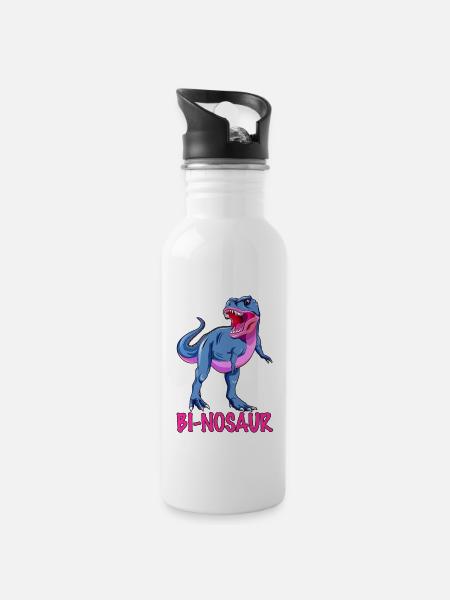 Binosaur - Pride Month Bisexual - Drikkeflaske med integrert sugerør - hvit