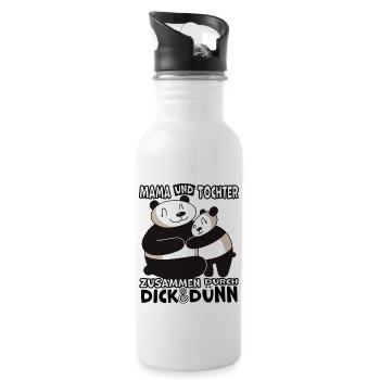 Mama und Tochter durch dick & dünn Panda - Trinkflasche mit integriertem Trinkhalm - Weiß - Rechts