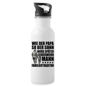 Feuerwehr - Trinkflasche mit integriertem Trinkhalm - Weiß - Rechts