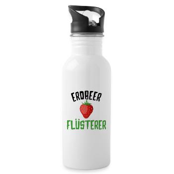 Erdbeeren - Trinkflasche mit integriertem Trinkhalm - Weiß - Rechts