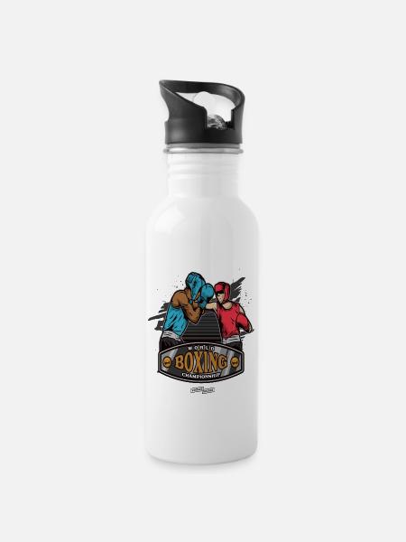 Boxen Boxer Boxkampf - Trinkflasche mit integriertem Trinkhalm - Weiß