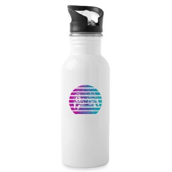 Gaming Gamer Zocken Team Duo Konsole Geschenk - Trinkflasche mit integriertem Trinkhalm - Weiß - Rechts