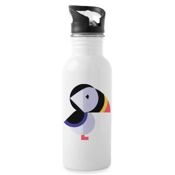 Papageientaucher - Trinkflasche mit integriertem Trinkhalm - Weiß - Rechts