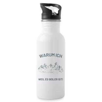 Warum ich mit Akku fahre Fahrrad E-Bike - Trinkflasche mit integriertem Trinkhalm - Weiß - Rechts