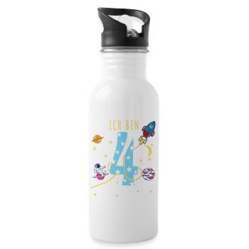 ich bin 4 Jahre Rekete Weltraum Space Astronaut - Trinkflasche mit integriertem Trinkhalm - Weiß - Rechts