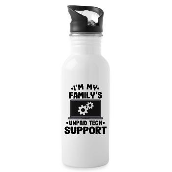 Funny Unpaid Tech Support Technical Support Gift - Water bottle with straw - white - Right