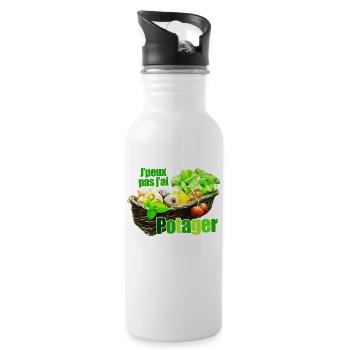 I can't I have vegetable basket stylized vegetable basket - Water bottle with straw - white - Right