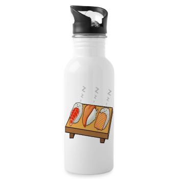 Sushi schläft auf Tisch Kawaii Süß - Trinkflasche mit integriertem Trinkhalm - Weiß - Rechts