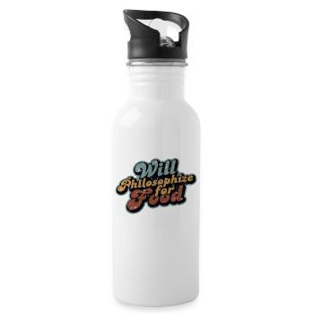 Will Philosophize For Food - Vintage Philosophy - Water bottle with straw - white - Right