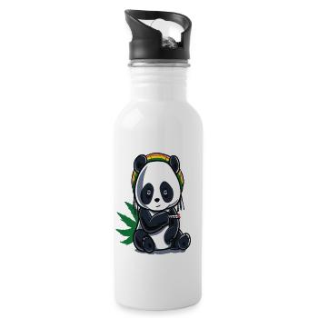 Cannabis Hanf THC 420 - Trinkflasche mit integriertem Trinkhalm - Weiß - Rechts