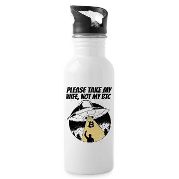 S’il vous plaît prendre ma femme Bitcoin cadeau drôle BTC - Gourde avec paille intégrée - blanc - Droite