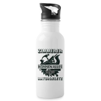 Zimmerer Werkzeug Säge Zimmerei Geschenk Spruch - Trinkflasche mit integriertem Trinkhalm - Weiß - Rechts