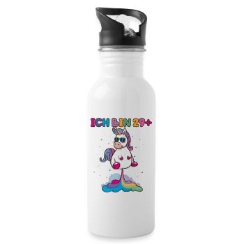 30 Geburtstag Frauen Männer Deko Geschenk Einhorn - Trinkflasche mit integriertem Trinkhalm - Weiß - Rechts