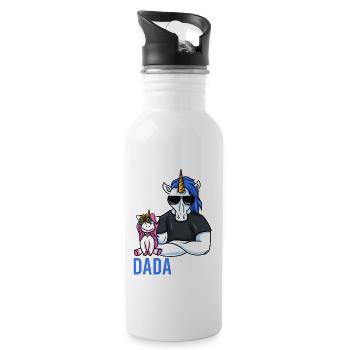 Cool Dadacorn Dad Unicorn Gift for Father's Day - Water bottle with straw - white - Right