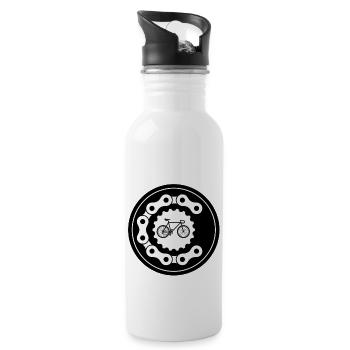 Radsport Bike Fahrrad Sport Radeln Biker Cycling - Trinkflasche mit integriertem Trinkhalm - Weiß - Rechts