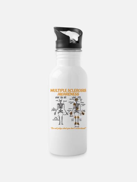 Multiple Sclerosis Awareness - Water bottle with straw - white