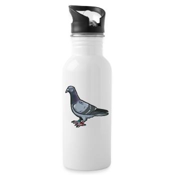 Comic Lustige Taube Vogel Geschenkidee Brieftaube - Trinkflasche mit integriertem Trinkhalm - Weiß - Rechts