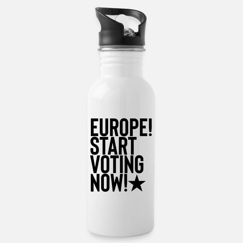 Eurovision - Trinkflasche mit integriertem Trinkhalm - Weiß