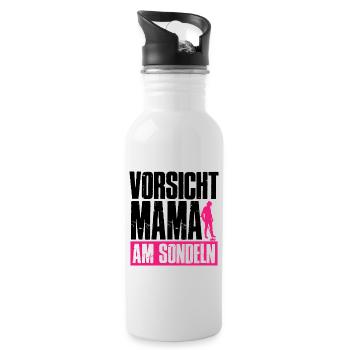 Caution Mom Am Probe Funny Mother Sondel - Water bottle with straw - white - Right