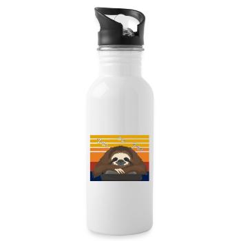 Sloth Lazy Funny Saying Gift - Water bottle with straw - white - Right