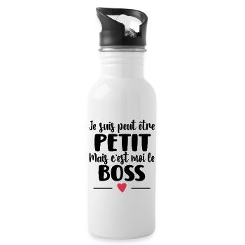 C'est Moi Le Boss Cadeau Bébé Garçon Humour - Gourde avec paille intégrée - blanc - Droite