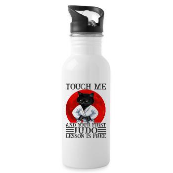 Touch Me And Your First Judo Lesson Is Free - Trinkflasche mit integriertem Trinkhalm - Weiß - Rechts