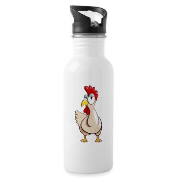 Drôle de poulet cadeau poulet poule élevage - Gourde avec paille intégrée - blanc - Droite