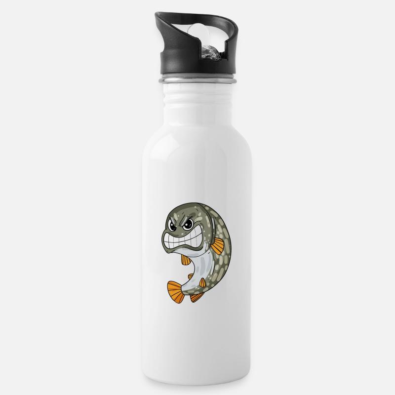 Hecht - Trinkflasche mit integriertem Trinkhalm - Weiß
