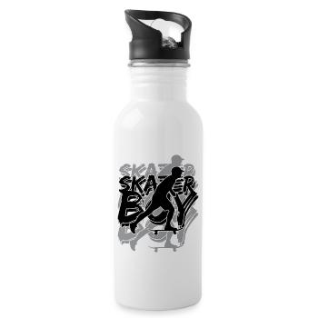 Skater Mann Skateboard Strand - Trinkflasche mit integriertem Trinkhalm - Weiß - Rechts