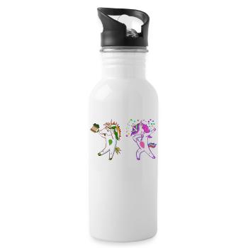 Funny Dabbing Aunt Unicorn - Water bottle with straw - white - Right