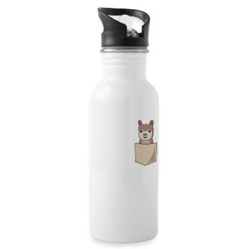 Alpagas lama Dans Poche poitrine Print Cadeau Chameau - Gourde avec paille intégrée - blanc - Droite