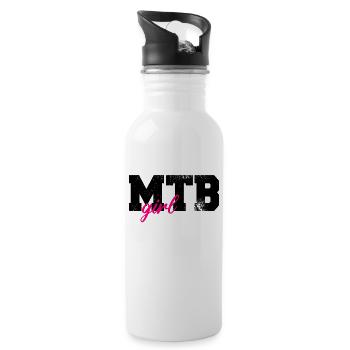 Mountain biker girl mtb mountain bike girl - Water bottle with straw - white - Right