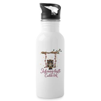 Eule ich mag halt Eulen ok Nachteule Schaukel Fan - Trinkflasche mit integriertem Trinkhalm - Weiß - Rechts