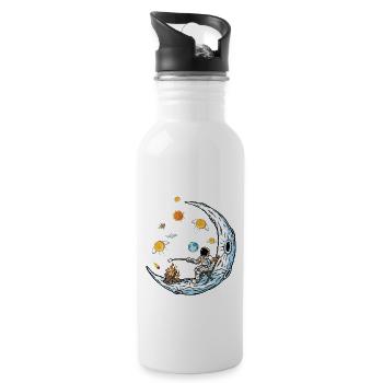 BTC Bitcoin HODL and RELAX Lune Astronaute - Gourde avec paille intégrée - blanc - Droite