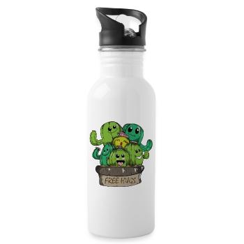 Free Hugs mignon cactus câlins gratuit Cactus - Gourde avec paille intégrée - blanc - Droite