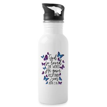 Christlicher Bibelvers Religion - Trinkflasche mit integriertem Trinkhalm - Weiß - Rechts