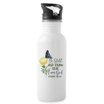 Bibles chrétiennes fleur papillon - Gourde avec paille intégrée - blanc - Droite
