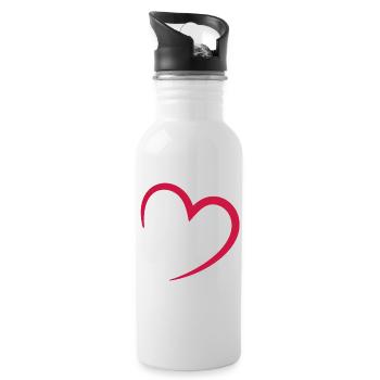 heart - love - Coeur - Gourde avec paille intégrée - blanc - Droite