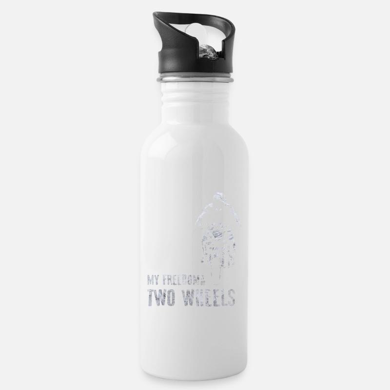 Motorrad - Trinkflasche mit integriertem Trinkhalm - Weiß