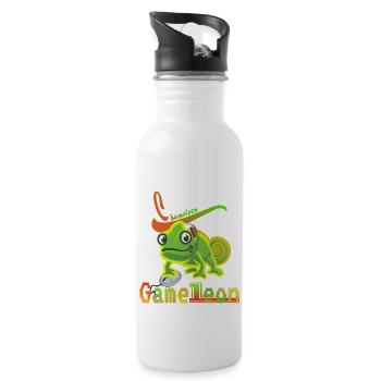 Game Leon . Chameleon with mouse and headset. - Water bottle with straw - white - Right