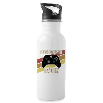 Mens Leveled Up to Daddy Gamer Funny Video Game Fa - Water bottle with straw - white - Right