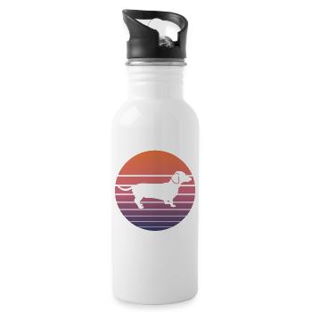 Dachshund Dog Dachshund Dog Dachshund Puppy Gift Retro - Water bottle with straw - white - Right