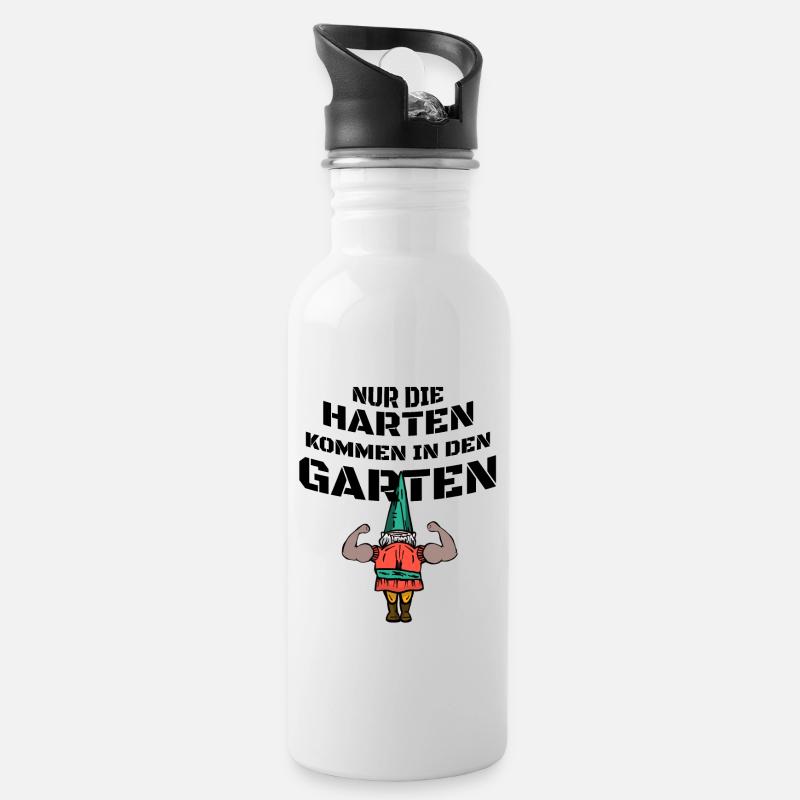 NUR DIE HARTEN KOMMEN IN DEN GARTEN - Trinkflasche mit integriertem Trinkhalm - Weiß