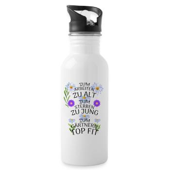 ZUM ARBEITEN ZU ALT ZU GÄRTNER TOP FIT - Trinkflasche mit integriertem Trinkhalm - Weiß - Rechts