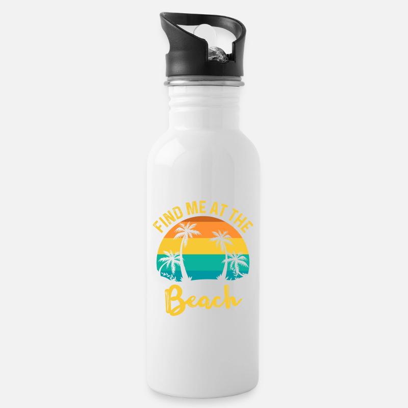 FIND ME AT THE beach - Water bottle with straw - white