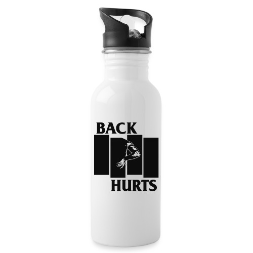 BACK HURTS black - Trinkflasche mit integriertem Trinkhalm