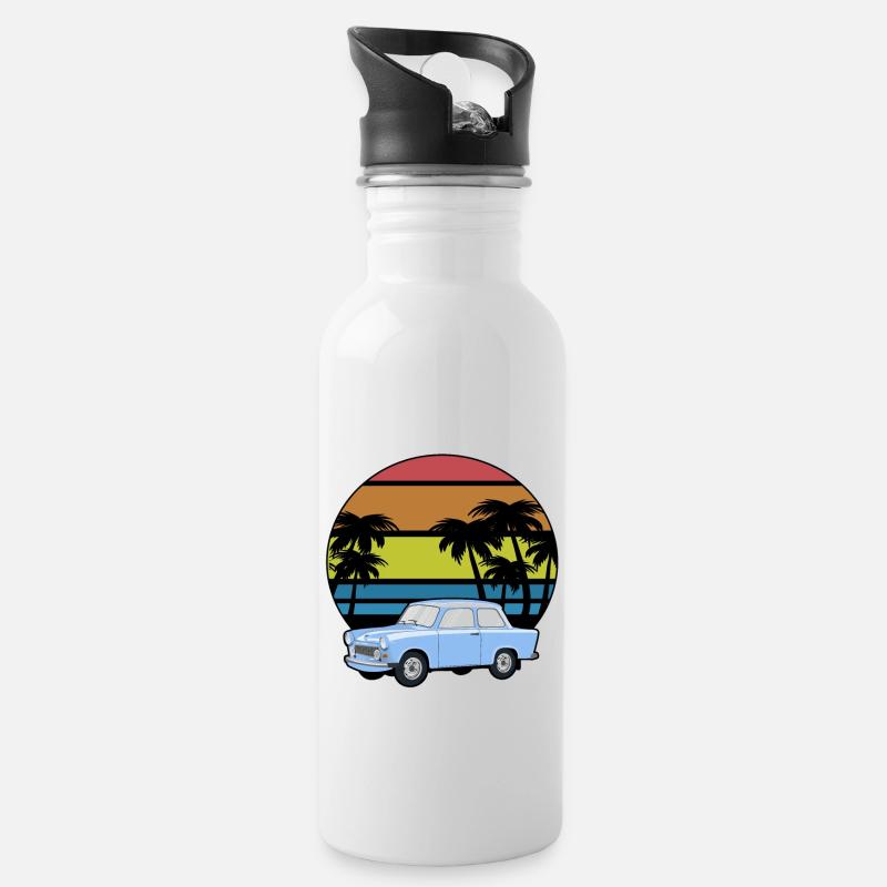 Trabi Rennpappe DDR Ostdeutsches Kultauto retro - Trinkflasche mit integriertem Trinkhalm - Weiß
