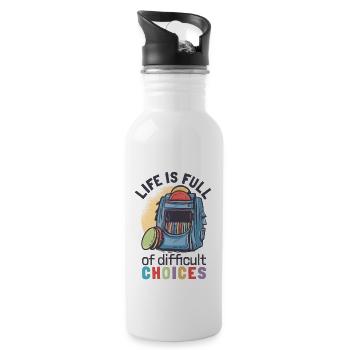 LIFE FULL OF DIFFICULT CHOICES DISC GOLF - Water bottle with straw - white - Right