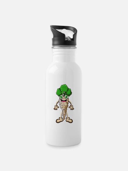 Pastinake - Trinkflasche mit integriertem Trinkhalm - Weiß